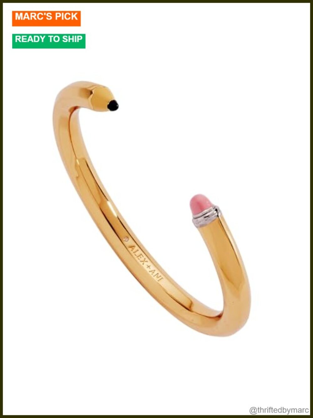 Enamel Pencil Charm Bracelet Open Cuff